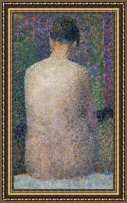 Neo-impressionist Framed Prints - Model From The Back by Georges Pierre Seurat