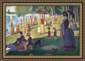 Pierre Framed Paintings - Sunday Afternoon on the Island of La Grande Jatte by Georges Pierre Seurat