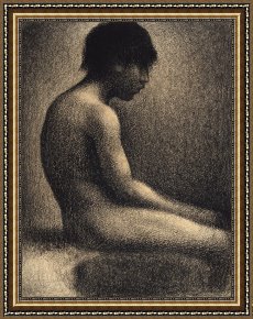 Seated Nude Framed Paintings - Seated Nude Study for 'une Baignade' by Georges Seurat