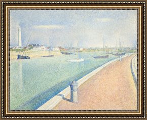 Square - Fort-philippe Framed Paintings - The Channel of Gravelines, Petit Fort Philippe by Georges Seurat