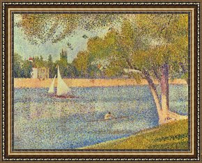 Seine Framed Paintings - The River Seine at La Grande Jatte 1888 by Georges Seurat