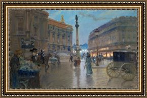 A Place Framed Prints - Place de l Opera in Paris by Georges Stein