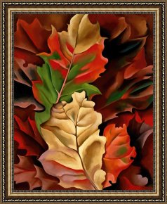 Leaves Framed Paintings - Autumn Leaves by Georgia O'keeffe