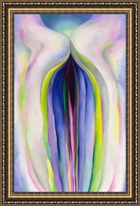 The Inferno, Canto 8, Lines 2729 Soon As Both Embark Framed Prints - Grey Line with Black Blue And Yellow by Georgia O'keeffe
