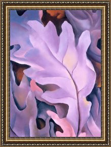 Leaves Framed Paintings - Purple Leaves by Georgia O'keeffe