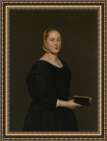 Saba at The Balcony VIII Black Dress Framed Prints - Portrait of Donna Alba Regina Del Ferro Three Quarter Length in a Black Dress Holding a Book by Giacomo Ceruti