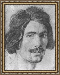 Lorenzo Framed Prints - Portrait of a Man with a Moustache (supposed Selfportrait) by Gian Lorenzo Bernini