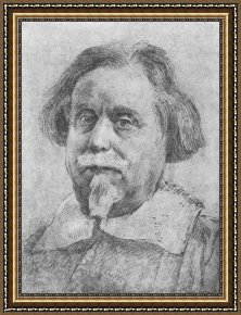 Lorenzo Framed Prints - Portrait of a Man with a Moustache by Gian Lorenzo Bernini