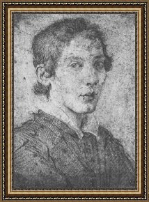 Lorenzo Framed Prints - Portrait of a Young Man (selfportrait) by Gian Lorenzo Bernini