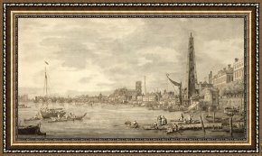 The Brandenburg Gate Berlin Framed Paintings - The Thames Looking towards Westminster from near York Water Gate by Giovanni Antonio Canaletto
