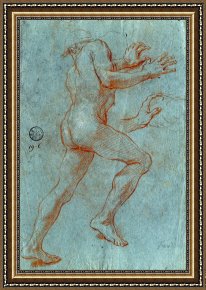 Males Nudes in a Seated Tug-of-war Framed Paintings - Study of a Male Nude by Giovanni Antonio Grecolini
