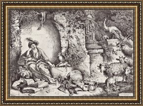 Animals Framed Prints - Circe with Companions of Ulysses Changed Into Animals by Giovanni B. Castiglione