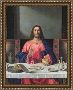 The Last Supper Framed Prints - Detail Of The Supper At Emmaus by Giovanni Bellini