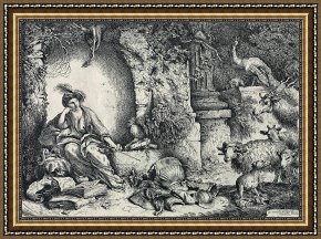 Animals Framed Prints - Circe Transforms Odysseus' Companions Into Animals by Giovanni Benedetto Castiglione 