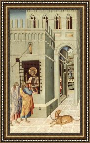Holy Family with The Infant Saint John The Baptist And Saint Francis Framed Paintings - Saint John The Baptist in Prison Visited by Two Disciples by Giovanni di Paolo