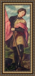 Holy Family with The Infant Saint John The Baptist And Saint Francis Framed Paintings - Saint Alexander a panel from the altarpiece The Nativity with Saints by Girolamo Romanino