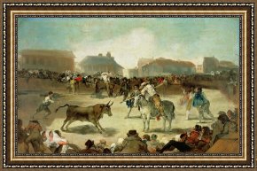 Village Framed Prints - A Village Bullfight by Goya