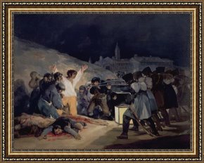 Execution Without Trial Under The Moorish Kings in Granada Framed Paintings - Execution of the Defenders of Madrid by Goya