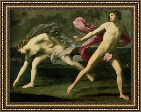Atalanta And Meleager Framed Prints - Atalanta and Hippomenes by Guido Reni