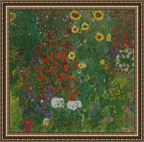 The Garden of Eden Framed Paintings - Farm Garden with Flowers by Gustav Klimt