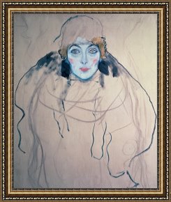 Woman with Cello Framed Prints - Head of a Woman by Gustav Klimt