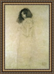 Woman with Cello Framed Prints - Portrait of a young woman by Gustav Klimt