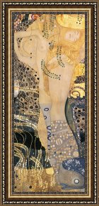 Water Framed Paintings - Water Serpents I by Gustav Klimt