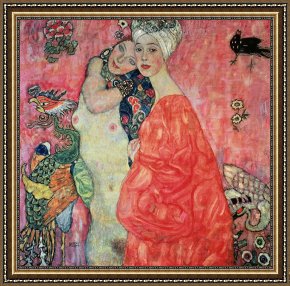 Woman with Cello Framed Prints - Women Friends by Gustav Klimt