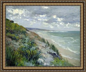 Gustave Framed Prints - Cliffs by the sea at Trouville by Gustave Caillebotte