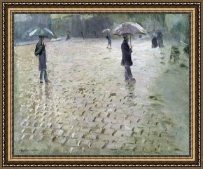 Gustave Framed Prints - Study for a Paris Street Rainy Day by Gustave Caillebotte