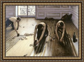 Gustave Framed Prints - The Parquet Planers by Gustave Caillebotte