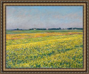 Field of Yellow Irises at Giverny Framed Paintings - The Plain of Gennevilliers, Yellow Fields by Gustave Caillebotte