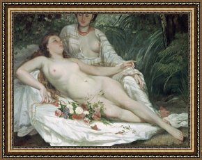 Woman with Cello Framed Prints - Bathers or Two Nude Women by Gustave Courbet