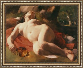 Gustave Framed Prints - La Bacchante by Gustave Courbet