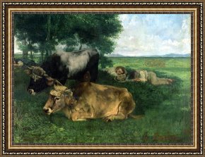 Gustave Framed Prints - La Siesta Pendant la saison des foins by Gustave Courbet