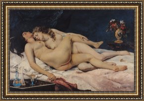 Gustave Framed Prints - Le Sommeil by Gustave Courbet