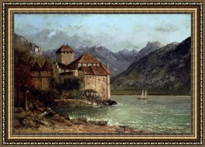 Gustave Framed Prints - The Chateau de Chillon by Gustave Courbet