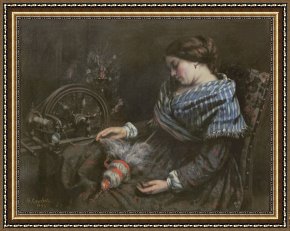 Gustave Framed Prints - The Sleeping Embroiderer by Gustave Courbet