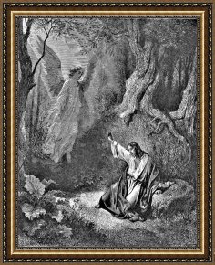 Tower of Babel Bible Illustration Framed Paintings - Jesus And Angel Bible Illustration by Gustave Dore