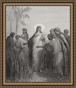Gustave Dore Framed Prints - Jesus And His Disciples In The Corn Field by Gustave Dore