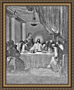 The Last Supper Framed Prints - Last Supper Biblical Illustration by Gustave Dore