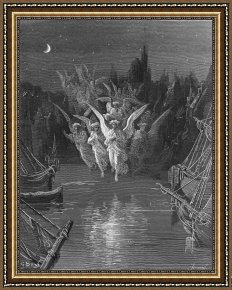 Leaves Framed Paintings - The Angelic Spirits Leave The Dead Bodies And Appear In Their Own Forms Of Light by Gustave Dore