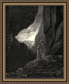 Gustave Dore Framed Prints - The Inferno, Canto 34, Lines 127­129 by That Hidden Way My Guide And I Did Enter, to Return to The Fair World by Gustave Dore