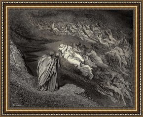 Gustave Dore Framed Prints - The Inferno, Canto 5, Lines 105106 &ldquo;love Brought Us to One Death Caina Waits The Soul, Who Spilt Our Life.&rdquo; by Gustave Dore