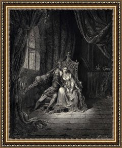 Leaves Framed Paintings - The Inferno, Canto 5, Lines 134135 &ldquo;in Its Leaves That Day We Read No More.&rdquo; by Gustave Dore