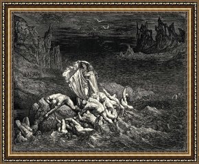 Gustave Dore Framed Prints - The Inferno, Canto 7, Lines 118119 &ldquo;now Seest Thou, Son! The Souls of Those, Whom Anger Overcame.&rdquo; by Gustave Dore