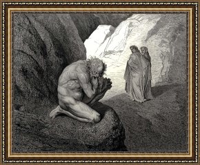 Gustave Dore Framed Prints - The Inferno, Canto 7, Lines 89 &ldquo;curs&rsquo;d Wolf! Thy Fury Inward on Thyself Prey, And Consume Thee!&rdquo; by Gustave Dore