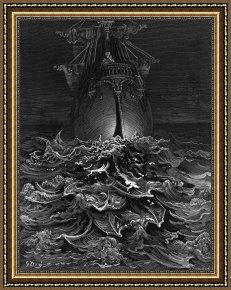 Gustave Dore Framed Prints - The Mariner Gazes On The Ocean And Laments His Survival While All His Fellow Sailors Have Died by Gustave Dore