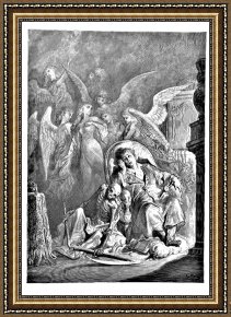Tower of Babel Bible Illustration Framed Paintings - The Raven Edgar Allan Poe Illustration by Gustave Dore