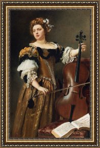Pianist And Checker Players 1924 Framed Prints - The Cello Player by Gustave Jean Jacquet